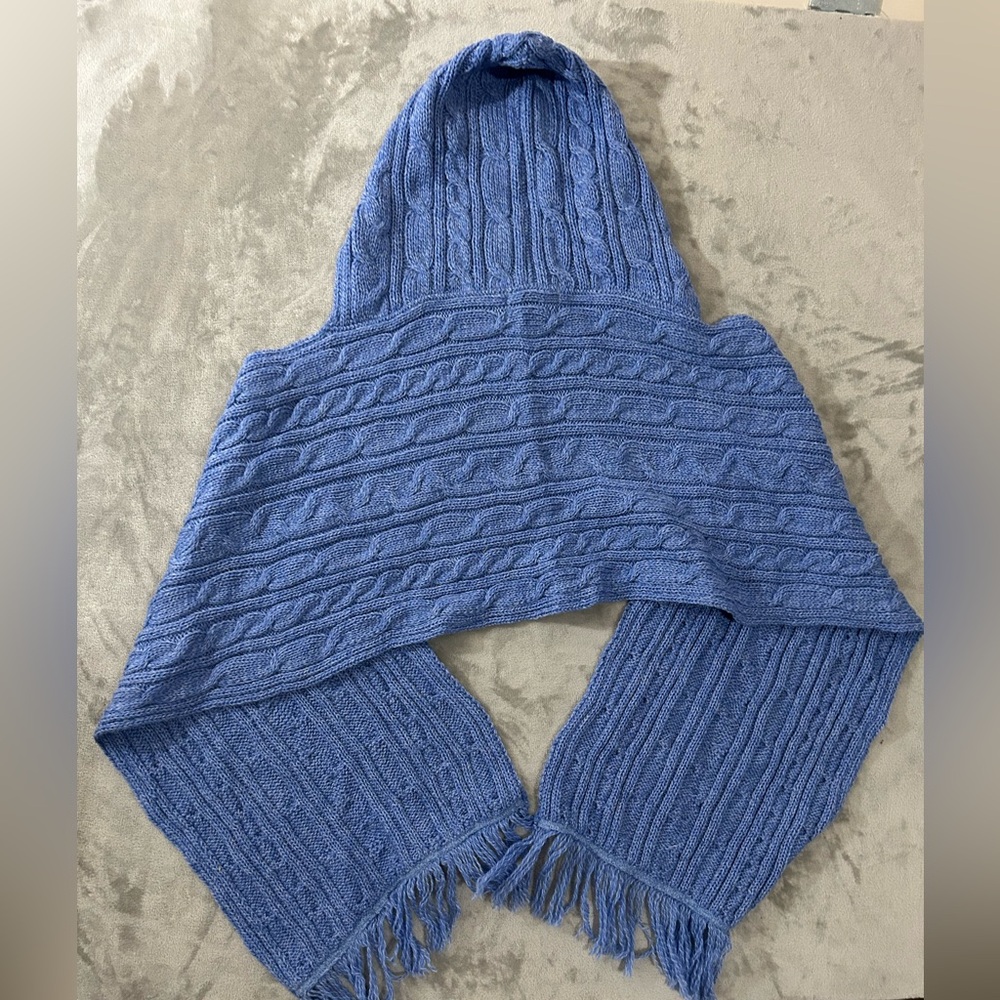 Aran sweater market 100% wool hooded scarf shawl wrap - Picture 6 of 11